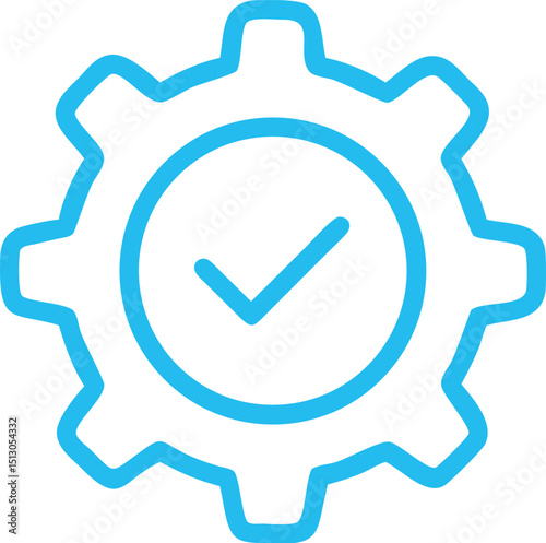 Gear Icon. Checkmark with a gear vector icon. Checkmark with cogwheel vector icon.