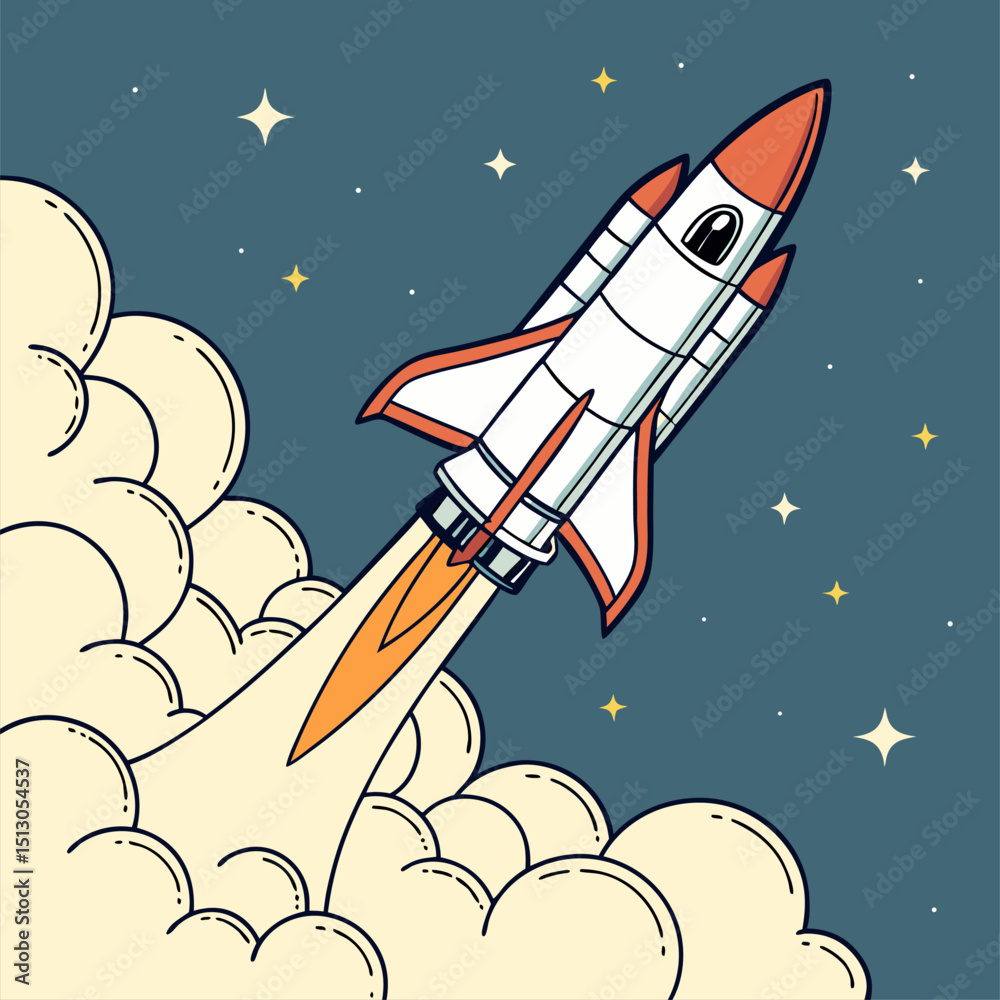 Naklejka premium cartoon rocket in space