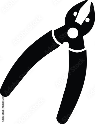Cutting Pliers silhouette vector illustration icon on transparent background