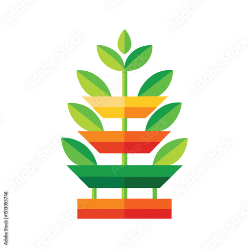 Colorful abstract plant illustration depicting growth and nature in a geometric and modern style