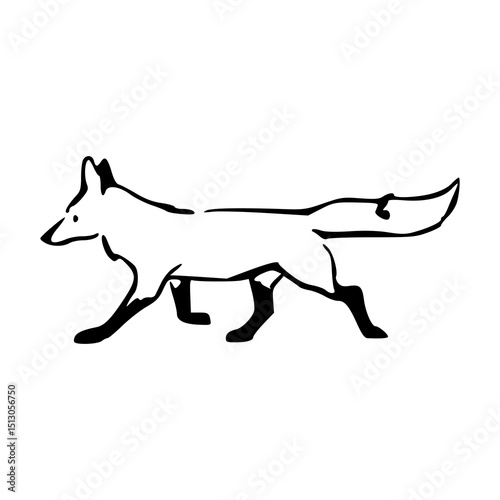 simple animal line art : walking fox