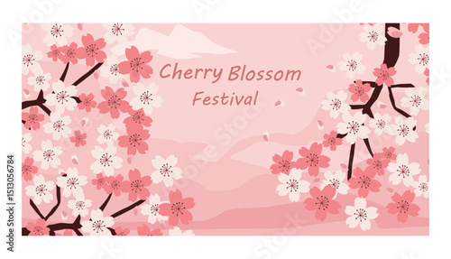 Scenic Cherry Blossom Festival Illustrations with Landscapes and Traditional Elements-01