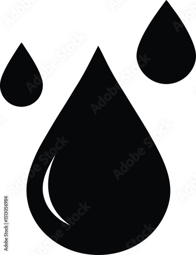 drop of water silhouette vector illustration icon on transparent background