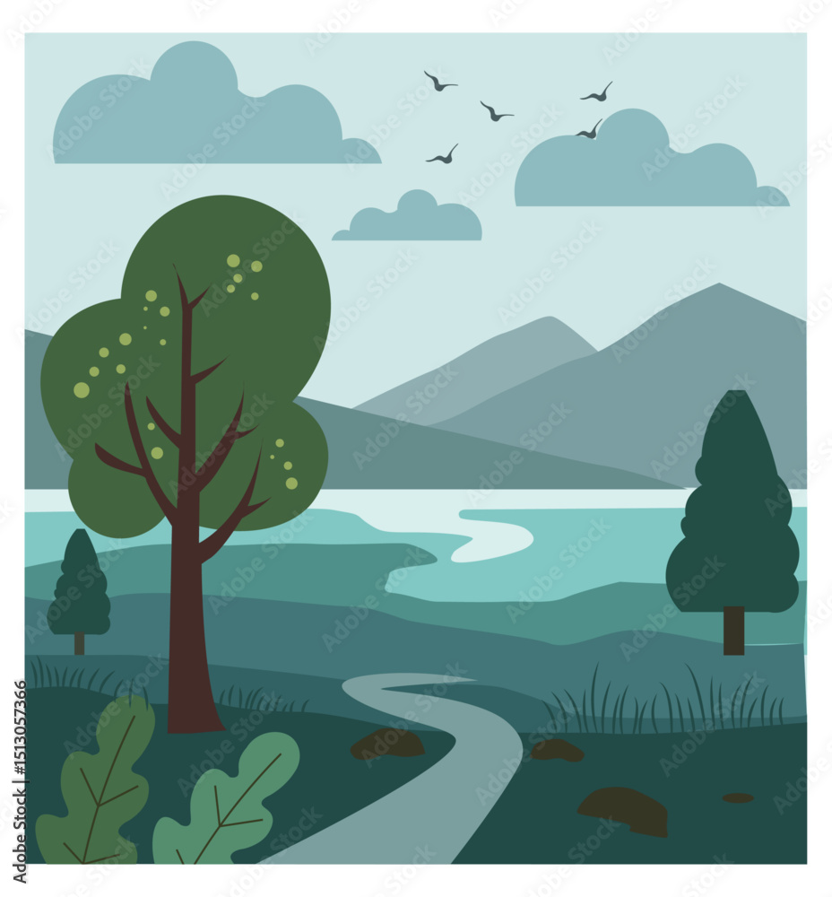 Obraz premium Varied Landscape Illustrations-04