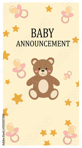 Vertical Baby Announcement Banner Vector Set-02