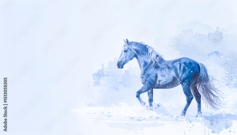 Fototapeta premium 雪原に佇む馬,Generative AI,AI画像