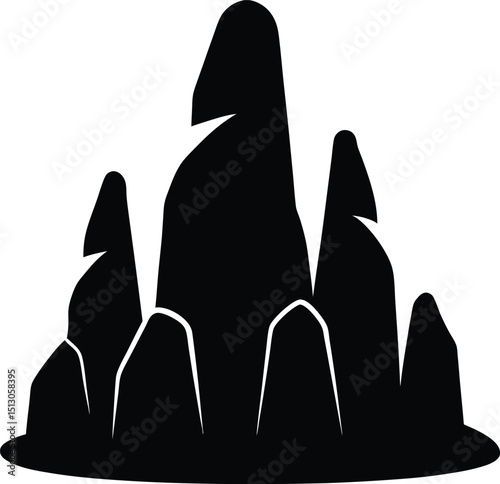 Rocky Outcrop silhouette vector illustration icon on transparent background