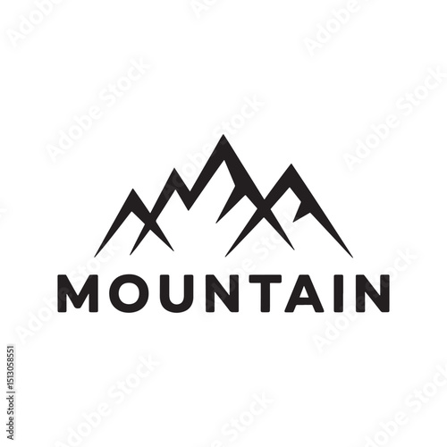 Black silhouette of mountains peaks landscape Vector, Black Mountain Logo Design