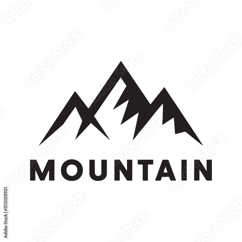 Black silhouette of mountains peaks landscape Vector, Black Mountain Logo Design