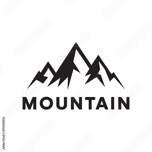 Black silhouette of mountains peaks landscape Vector, Black Mountain Logo Design