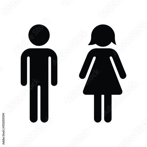 Toilet icon vector illustration. Men's and women's restroom signs and symbols. Bathroom directional signage. WC, lavatory, and public toilet labels in a clean, modern style.