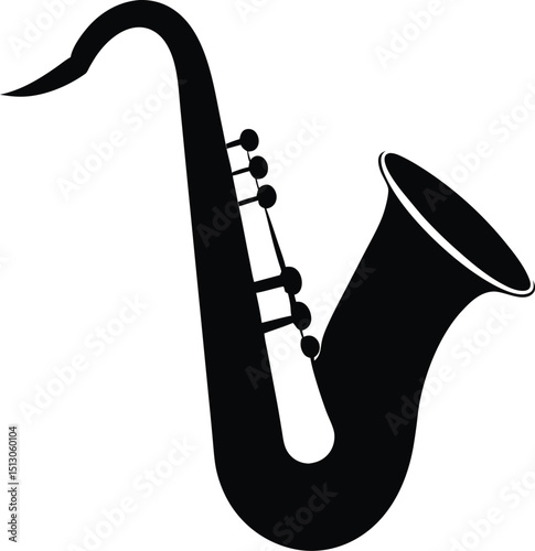 jazz music instrument silhouette vector illustration icon on transparent background