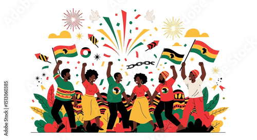 African American Freedom Celebration Art – Emancipation and Black Heritage Vector Illustration