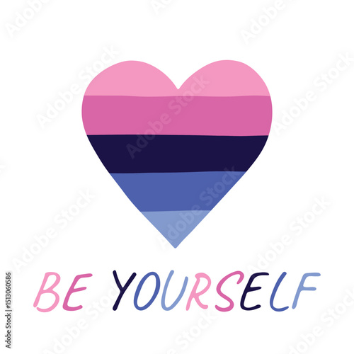 Colorful heart shape Omnisexual pride flag Happy pride day LGBTQIA community Pride Month Vector hand drawn doodle for posters, stickers, logo, cards