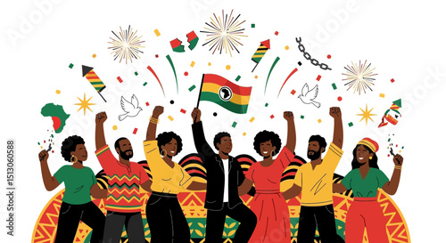 African American Freedom Celebration Art – Emancipation and Black Heritage Vector Illustration