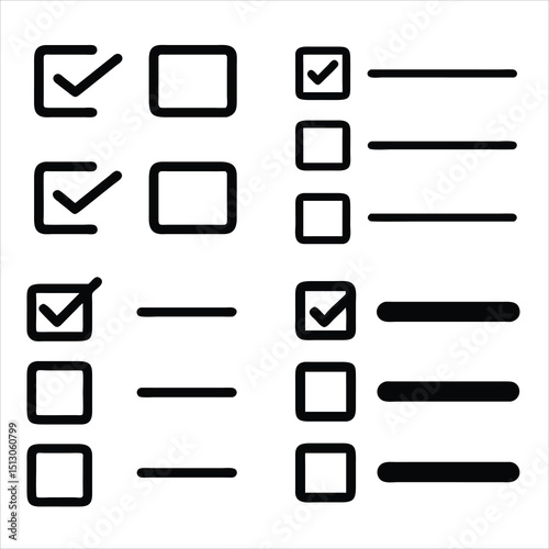 Minimal Checkbox Icon Set with Checked Unchecked and Indeterminate Styles for UI and Web Design
