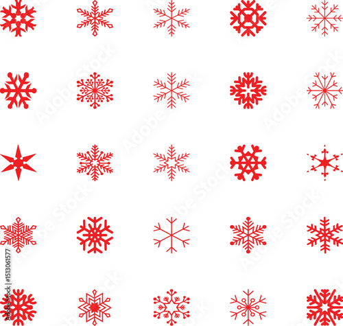 Red Snowflake Collection: Unique Winter & Christmas Designs.