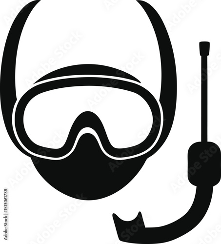 scuba diving mask silhouette vector illustration icon on transparent background