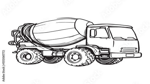 Heavy Concrete Mixer Truck Icon Design  