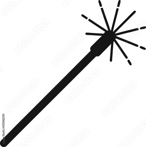 magic wand silhouette vector illustration icon on transparent background
