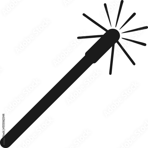 magic wand silhouette vector illustration icon on transparent background