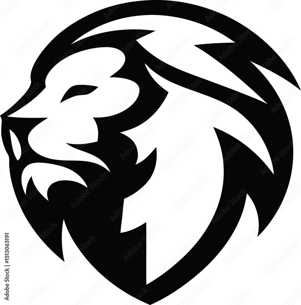 Obraz premium lion face side view vector icon for premium logos and royal emblems.