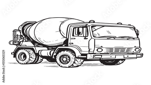 Concrete Mixer Machine Working At Site  