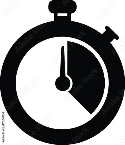 stopwatch silhouette vector illustration icon on transparent background