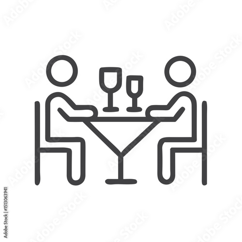 Dinner Date Icon for Dating App Restaurant Suggestions, Romantic Meal Planning Features, Culinary Experience Recommendations and Evening Date Arrangement Tools