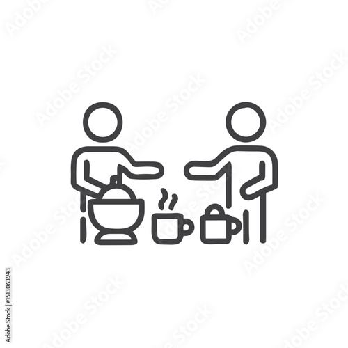 Cooking Together Icon for Dating App Shared Activity Suggestions, Couple Experience Ideas, Relationship Building Activities and Interactive Date Planning Features