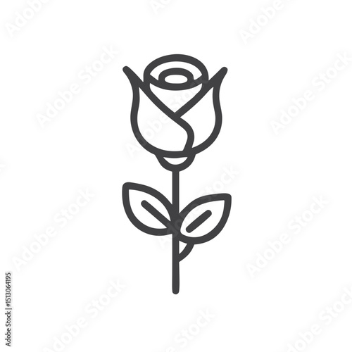 Rose Icon for Dating App Virtual Gifts, Romantic Interest Indicators, Special Attention Features and Digital Token Exchange Functions