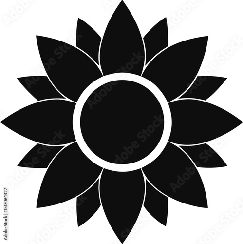 sunflower silhouette vector illustration icon on transparent background