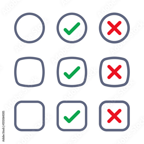 Free Download Blank checkbox, with green check or red cross isolated white background vector symbol for right and wrong choices. Todo list, Choice list. Checkmark icon set. Checkmark right symbol tick sign. - GFXLoad