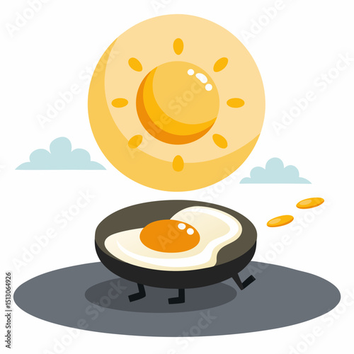 National Sidewalk Egg Frying Day Vector – Hot Weather, Fried Egg, Summer Heat Illustration