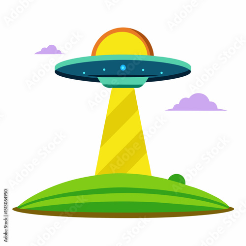 World UFO Day Vector Illustration – Alien Spaceship, Sci-Fi Concept, Flying Saucer Art
