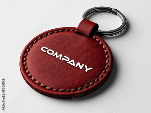 keychain mockup, a round colorful leather key chain	
mockup