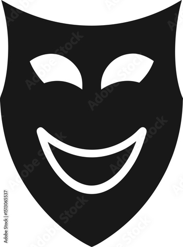 comedy and tragedy masks silhouette vector illustration icon on transparent background