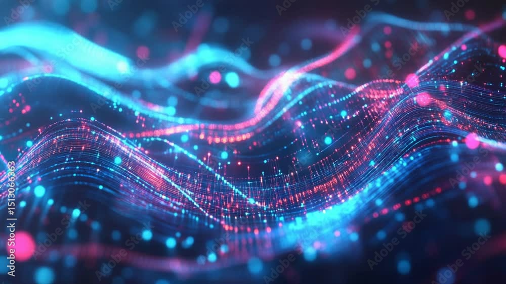 Abstract futuristic technology background with glowing neon data stream movement, animation Abstract futuristic technology background with glowing neon data stream movement, animation