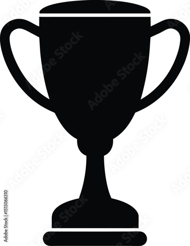 trophy cup silhouette vector illustration on transparent background
