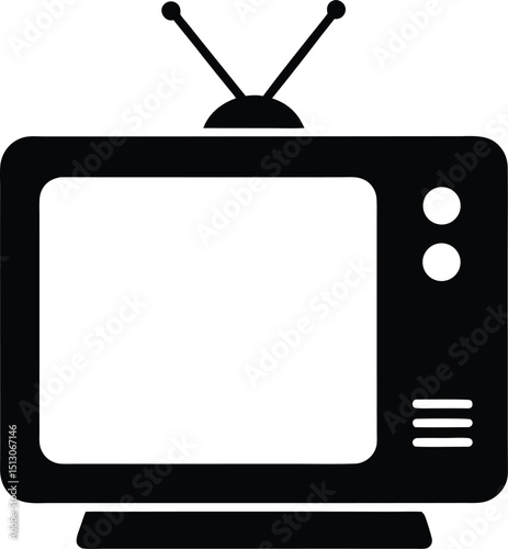 retro tv set silhouette vector illustration on transparent background