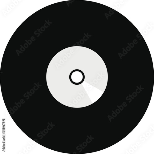 vinyl record silhouette vector illustration on transparent background