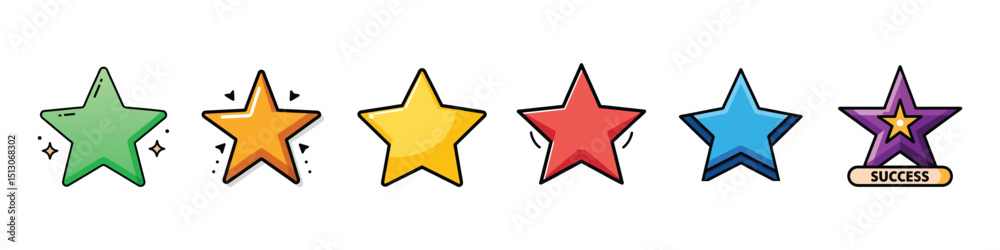 Obraz premium Five Star Rating Icon Representing Review, Feedback, and Success Evaluation