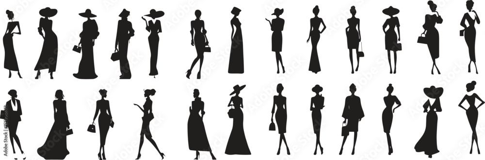 custom made wallpaper toronto digitalSilhouette collection fashion women dresses vector illustration isolate on white background
