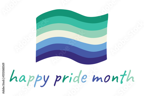 Colorful Gay men pride flag Happy pride day LGBTQ community Pride Month Vector hand drawn doodle for posters, stickers, logo, cards