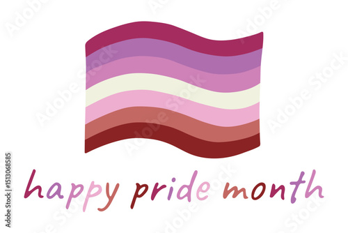 Colorful Lesbian pride flag Happy pride day LGBTQ community Pride Month Vector hand drawn doodle for posters, stickers, logo, cards