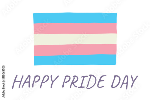 Colorful Transgender pride flag Happy pride day LGBTQ community Pride Month Vector hand drawn doodle for posters, stickers, logo, cards