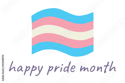 Colorful Transgender pride flag Happy pride day LGBTQ community Pride Month Vector hand drawn doodle for posters, stickers, logo, cards