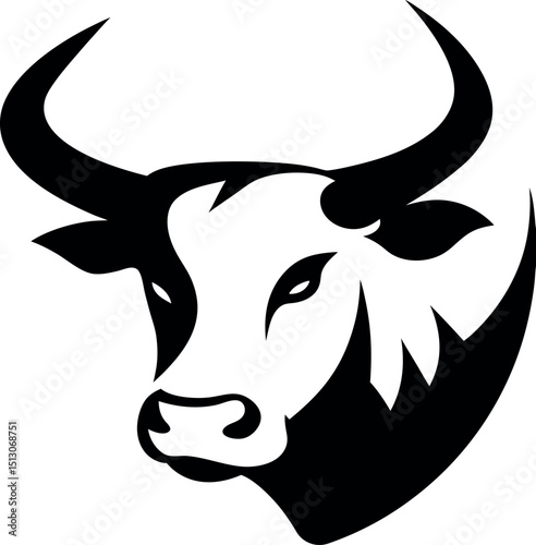 Cow face logo, cow head, icon, logo, Vector illustration. cow head logo vector, black and white logo. 