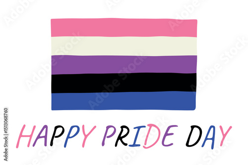 Colorful Gender fluid pride flag Happy pride day LGBTQ community Pride Month Vector hand drawn doodle for posters, stickers, logo, cards