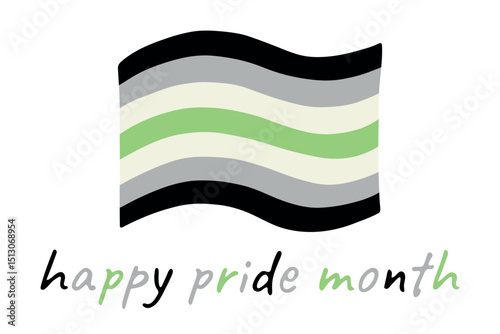Colorful Agender pride flag Happy pride day LGBTQ community Pride Month Vector hand drawn doodle for posters, stickers, logo, cards
